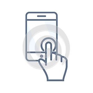 Touchscreen Icon with Tablet or Smartphone. Vector