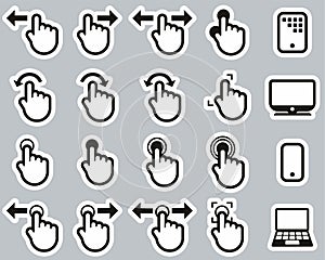 Touchscreen Icons Black & White Sticker Set Big photo