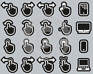 Touchscreen Icons White On Black Sticker Set Big photo