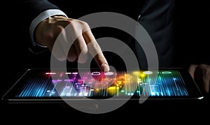 Touchscreen interaction with colorful data visualization on tablet device