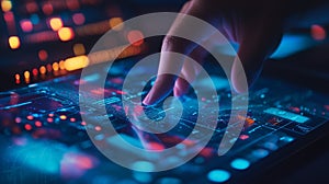 Touchscreen interaction with futuristic data interface