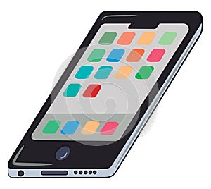 Touchscreen mobile phone vector or color illustration
