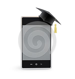 Touchscreen phone in the graduation cap