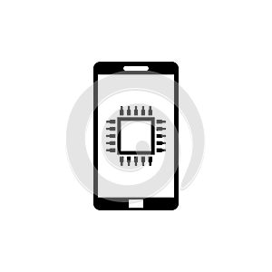 Touchscreen Smartphone and CPU Chip Flat Vector Icon