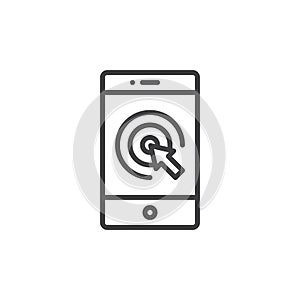 Touchscreen smartphone and cursor line icon