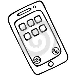 Touchscreen smartphone. A device for making calls, reading books, accessing the Internet. Vector illustration. Isolated.