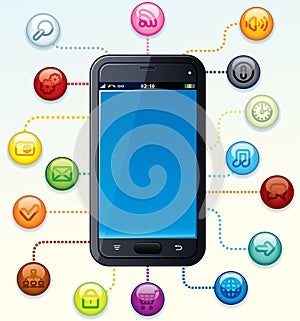 Touchscreen Smartphone with Icons