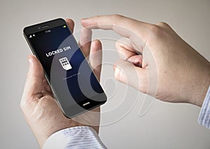 touchscreen smartphone with locked sim on the screen