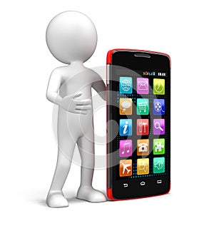 Touchscreen smartphone and man (clipping path included)