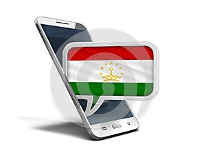 Touchscreen smartphone and Speech bubble with Tadjik flag