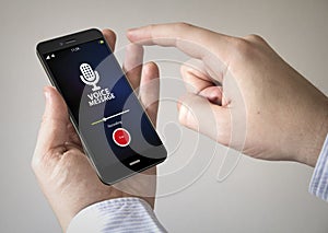 touchscreen smartphone with voice message on the screen