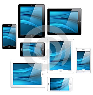 Touchscreen tablets and mobile phones - vector