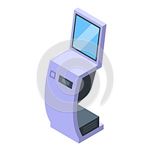 Touchscreen terminal icon isometric vector. Hand mobile