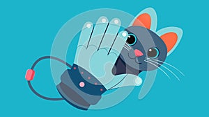 A touchsensitive glove that simulates a mouse or bird for cats to play with complete with realistic movements and sounds