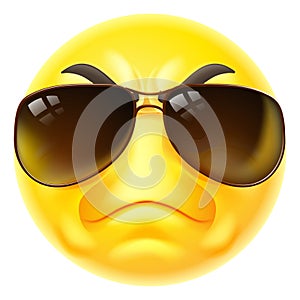 Tough Cartoon Emoji Emoticon Face In Sunglasses