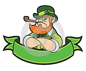 Tough leprechaun over a banner photo