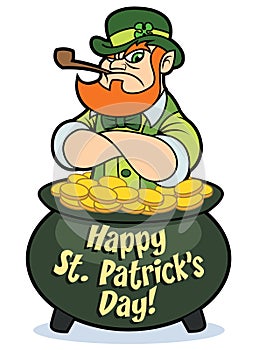 Tough leprechaun in pot of gold