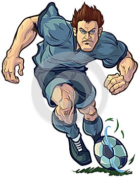 Tough Soccer Player Dribbling Vector Illustration