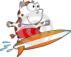 Tough Surfing Cow Vector
