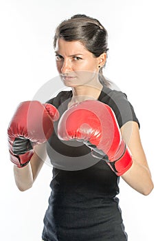 Tough woman boxing