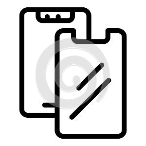 Toughened phone glass icon outline vector. Broken phone gadget