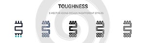 Toughness icon in filled, thin line, outline and stroke style. Vector illustration of two colored and black toughness vector icons