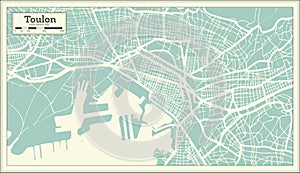 Toulon France City Map in Retro Style. Outline Map.