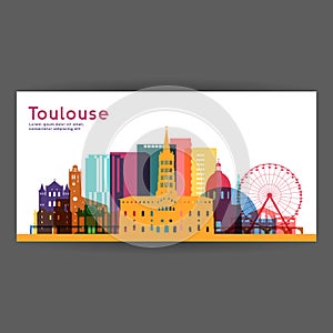 Toulouse colorful architecture vector illustration photo