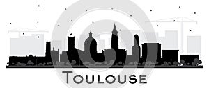 Toulouse France City Skyline Silhouette with Black Buildings Isolated on White