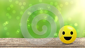 Toung motion emoji isolated on green background with floating circles