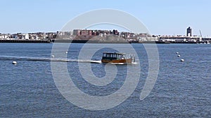 A tour boat in Boston Harbor, Massachusetts