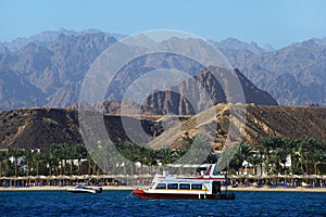 Tour boat sails on Red Sea Coast