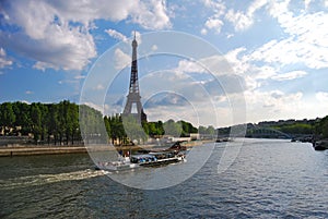 Tour Boat by Eiffel Tower