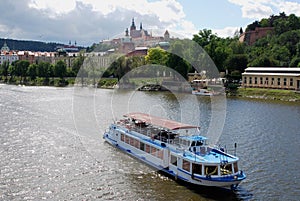 Tour Boat on Vltava River Prague Czech Republic