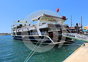 Tour Boat waiting for customers at Cesme Port