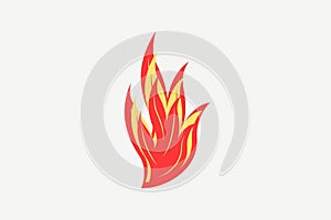 Fire flame icon. Isolated bonfire sign, emoticon flame symbol isolated on white,