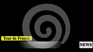 Tour de France animated lower third for television and news, in high resolution alpha channel  transparent background.