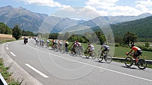 Tour de France 2019 cyclists near Ubaye river in France