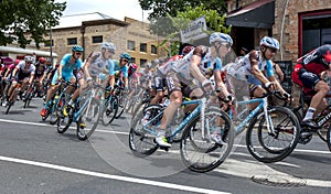 Tour Down Under cyclists riding through Hahndorf.