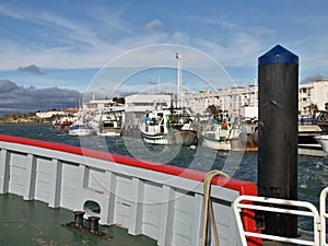 Ferry crossing the Guardiana between Spain and Portugal photo