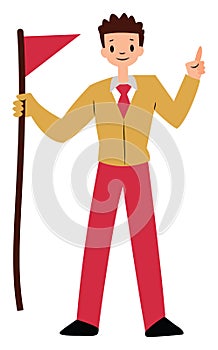 Tour guide character vector illustration on a