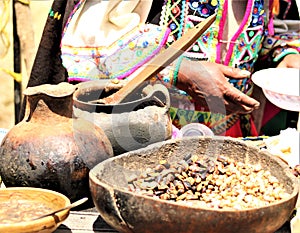 Bolivia Native Cloth & food photo