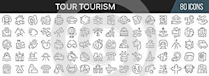 Tour tourism line icons collection. Big UI icon set in a flat design. Thin outline icons pack. Vector illustration EPS10