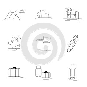 Tour and travel outline icon set
