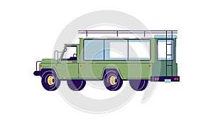 Tour truck semi flat RGB color vector illustration