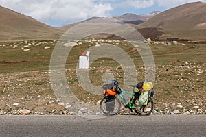 touring bicycle with panniers