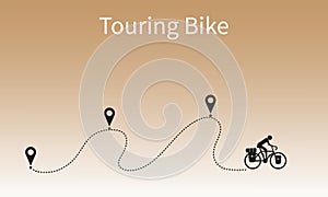 Touring bike cyclist travel on GPS route to the destination