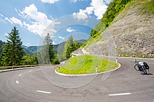 Touring bike on a road in Slovenia