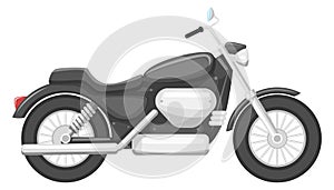 Touring bike side view. Cartoon fast motorcycle