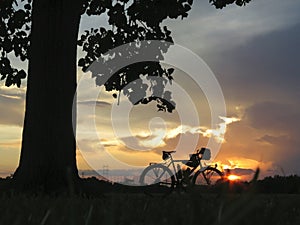 Touring Bike Silhouette at Sunset